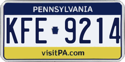 PA license plate KFE9214