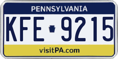 PA license plate KFE9215