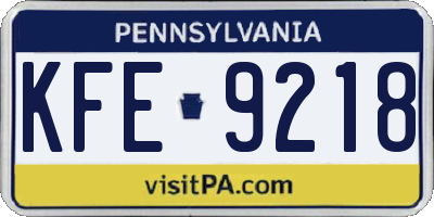PA license plate KFE9218