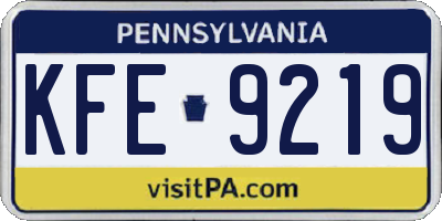 PA license plate KFE9219