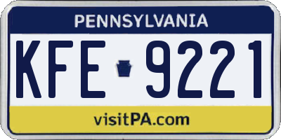PA license plate KFE9221
