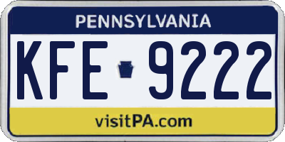 PA license plate KFE9222
