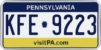 PA license plate KFE9223