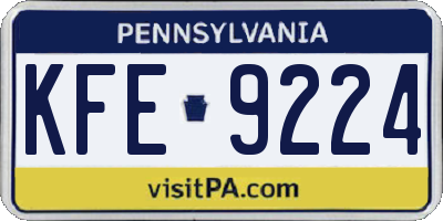 PA license plate KFE9224