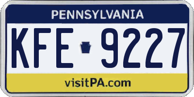 PA license plate KFE9227