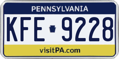 PA license plate KFE9228