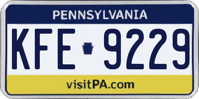 PA license plate KFE9229