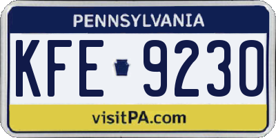 PA license plate KFE9230
