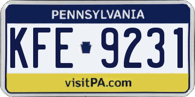PA license plate KFE9231