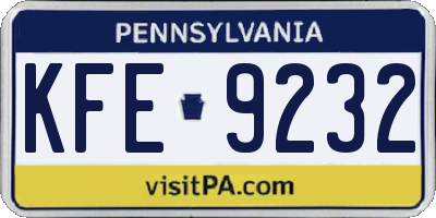 PA license plate KFE9232