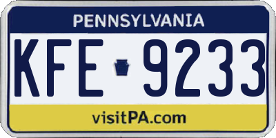 PA license plate KFE9233