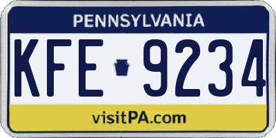 PA license plate KFE9234