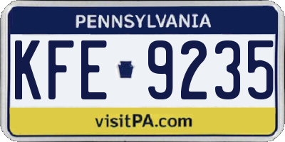 PA license plate KFE9235