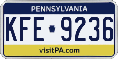 PA license plate KFE9236