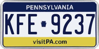 PA license plate KFE9237