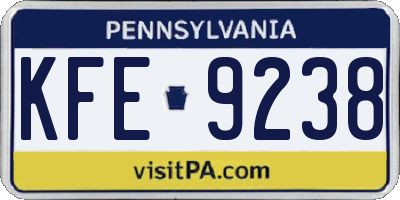 PA license plate KFE9238