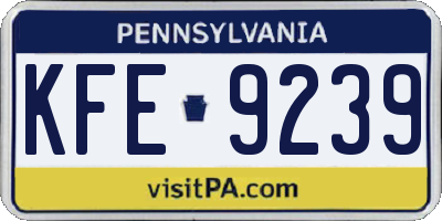 PA license plate KFE9239