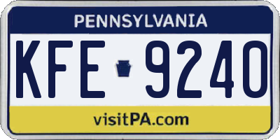 PA license plate KFE9240
