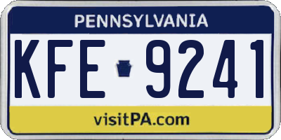 PA license plate KFE9241