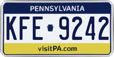 PA license plate KFE9242