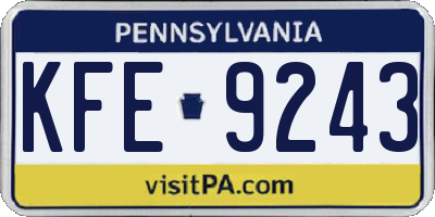 PA license plate KFE9243