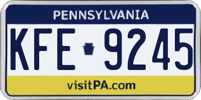 PA license plate KFE9245