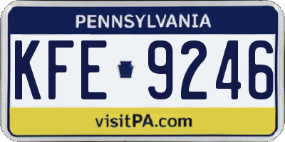 PA license plate KFE9246