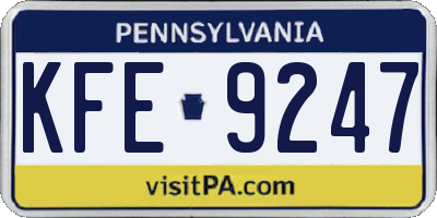PA license plate KFE9247