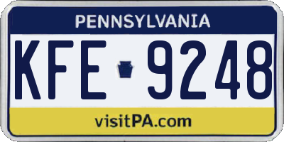 PA license plate KFE9248