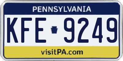 PA license plate KFE9249
