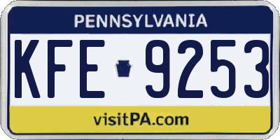 PA license plate KFE9253