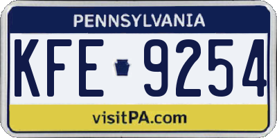 PA license plate KFE9254