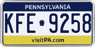 PA license plate KFE9258