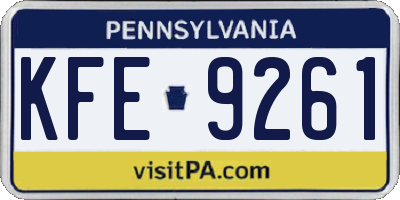 PA license plate KFE9261