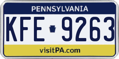 PA license plate KFE9263