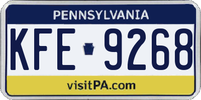 PA license plate KFE9268