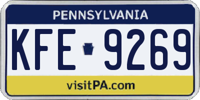PA license plate KFE9269