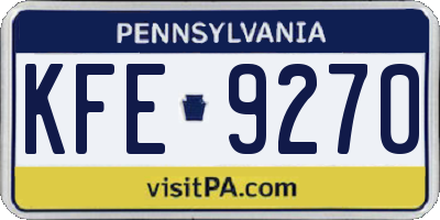 PA license plate KFE9270