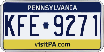 PA license plate KFE9271