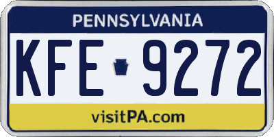 PA license plate KFE9272