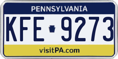 PA license plate KFE9273