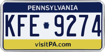 PA license plate KFE9274