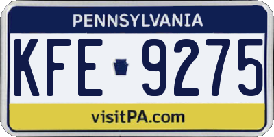 PA license plate KFE9275