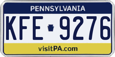 PA license plate KFE9276