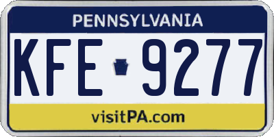 PA license plate KFE9277