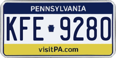 PA license plate KFE9280