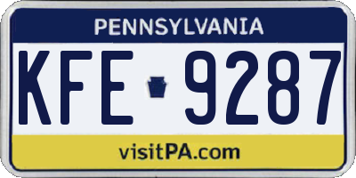 PA license plate KFE9287