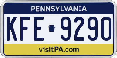 PA license plate KFE9290