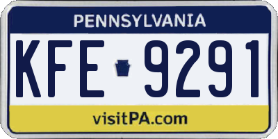 PA license plate KFE9291