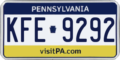 PA license plate KFE9292